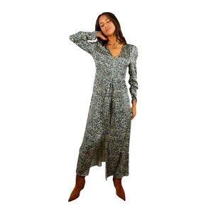 scarf wedding guest dress Queendancer Women Blue Floral Maxi Wedding Guest Dress A Line Strapless  Neck Scarf Formal Dress  queendanceruk